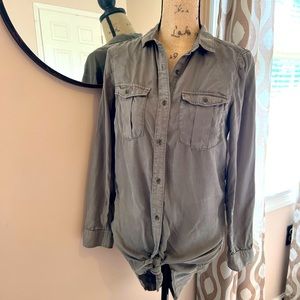 Olive Green Tunic Button-Up